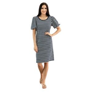 Rachel Parcell ♡ Bubble Sleeve T-Shirt Dress in Nayve Peacoat Jersey Stripe